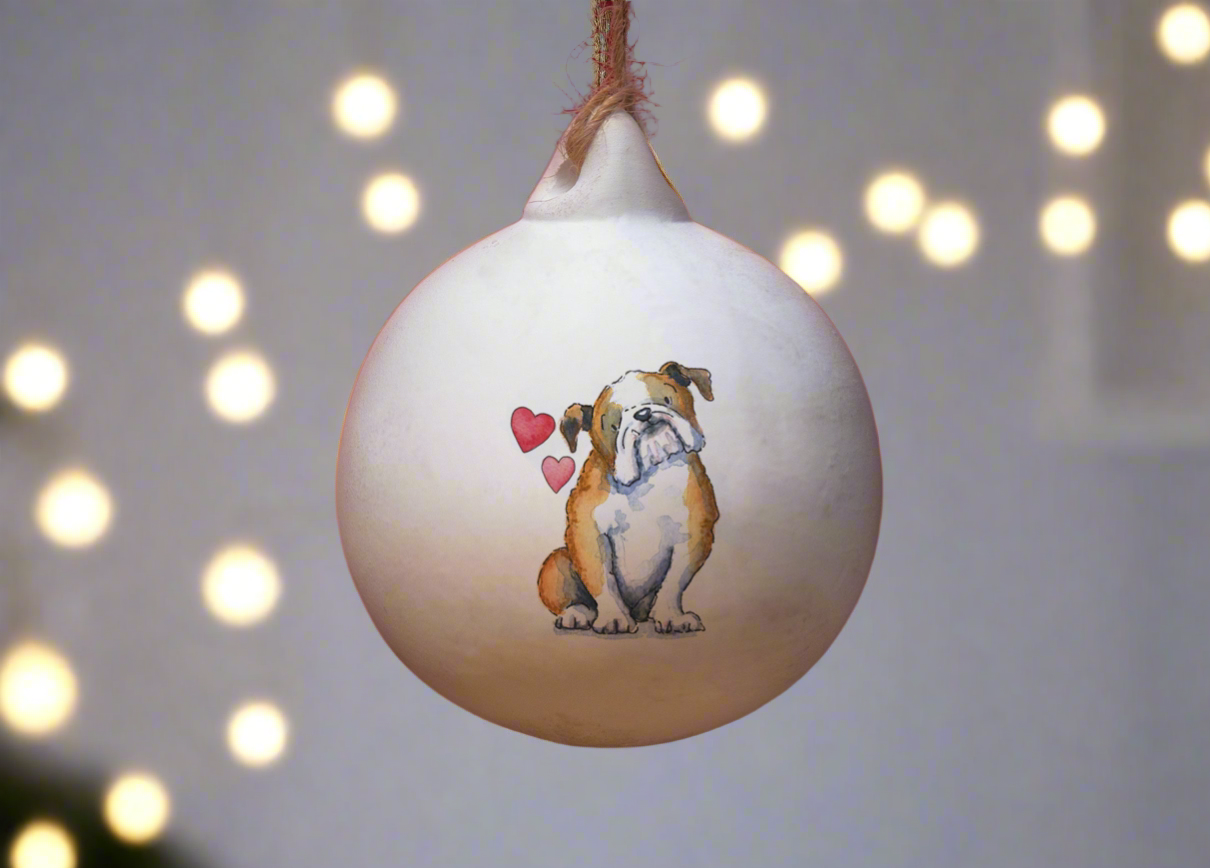 Bulldog Ceramic Round Bauble