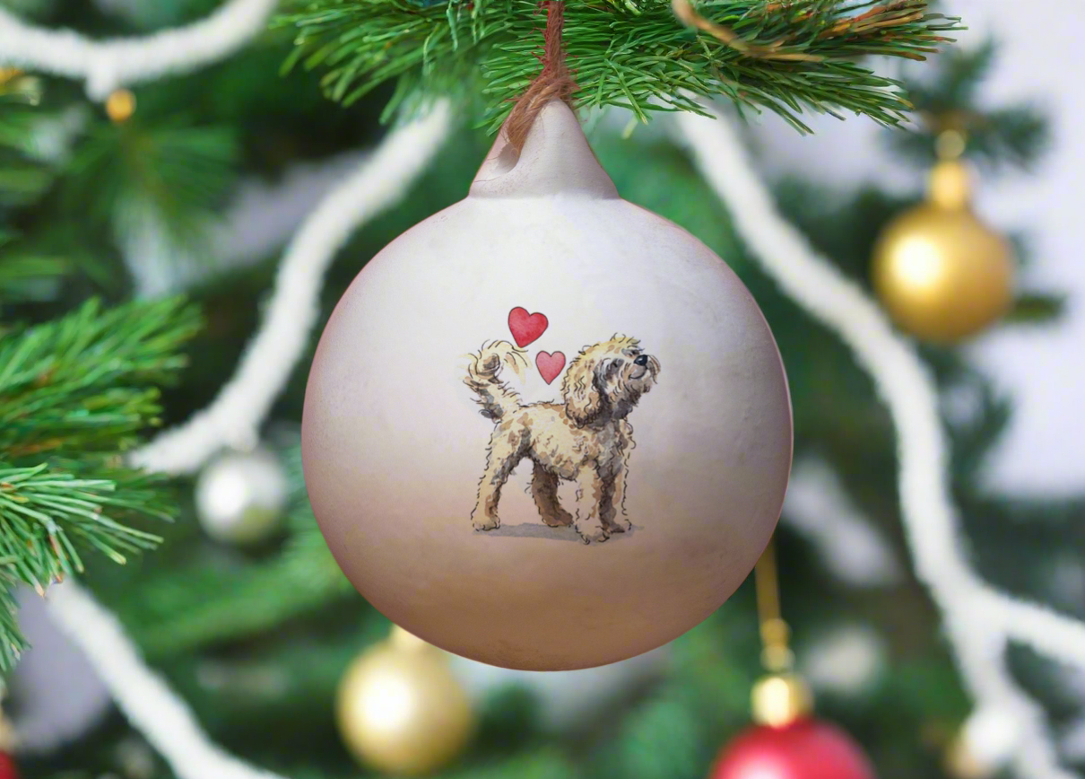 Cavapoo Blonde Ceramic Round Bauble