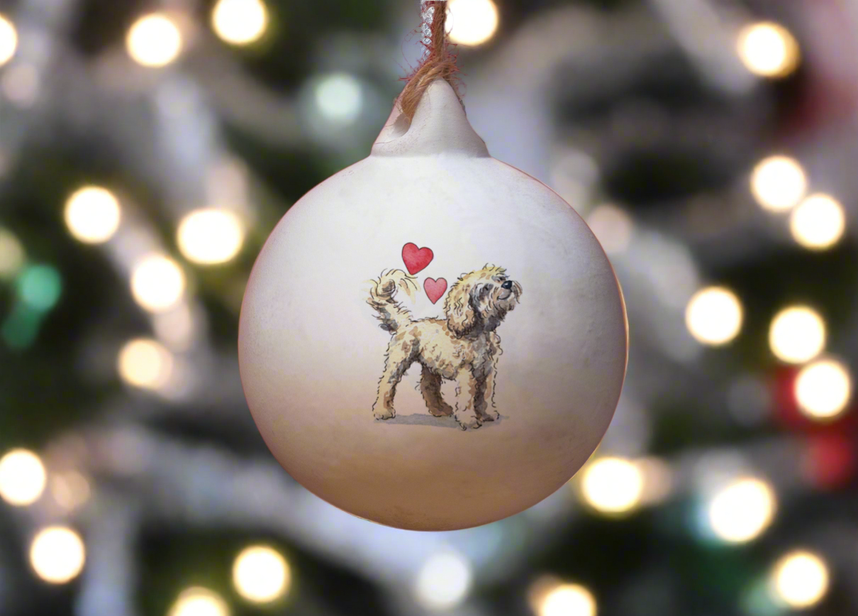 Cavapoo Blonde Ceramic Round Bauble