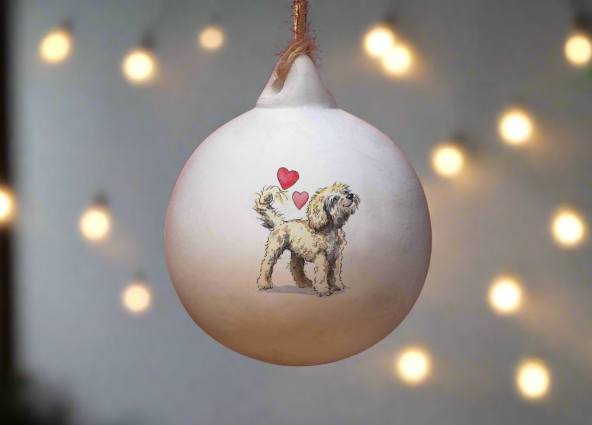 Cavapoo Blonde Ceramic Round Bauble