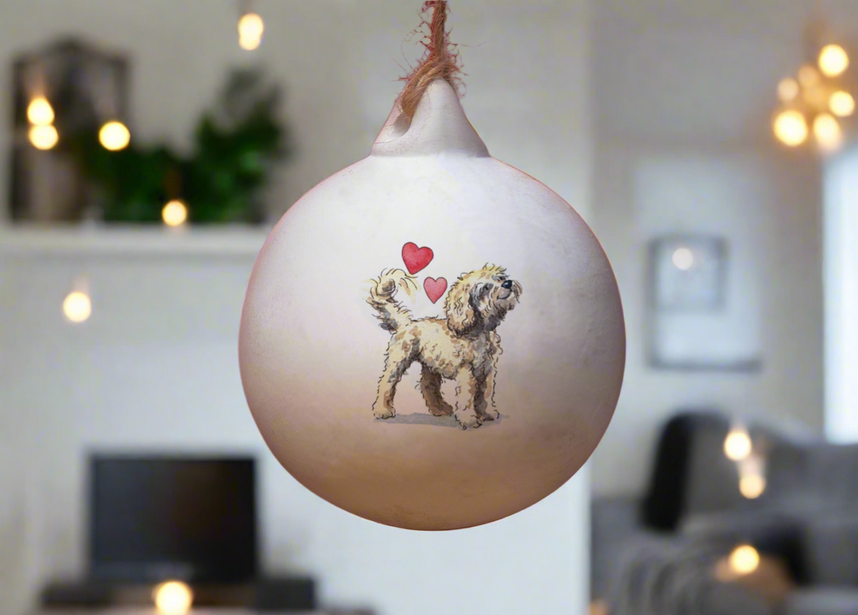 Cavapoo Blonde Ceramic Round Bauble