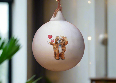 Cavapoo Red & White Ceramic Round Bauble