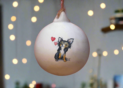 Chihuahua Black Ceramic Round Bauble