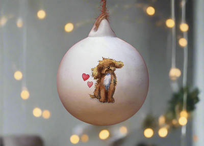 Cockapoo Brown & White Ceramic Round Bauble