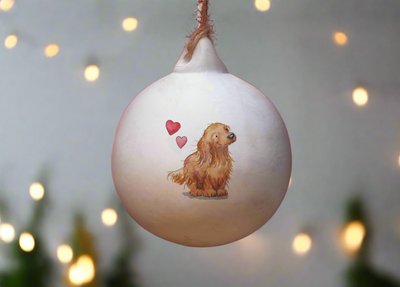 Dachshund Long Haired Ceramic Round Bauble