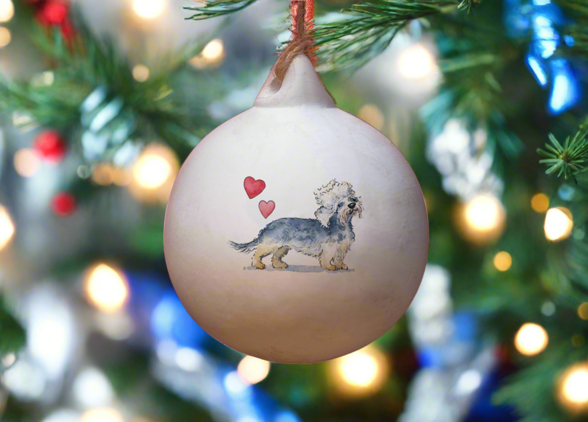 Dandie Dinmont Terrier Ceramic Round Bauble