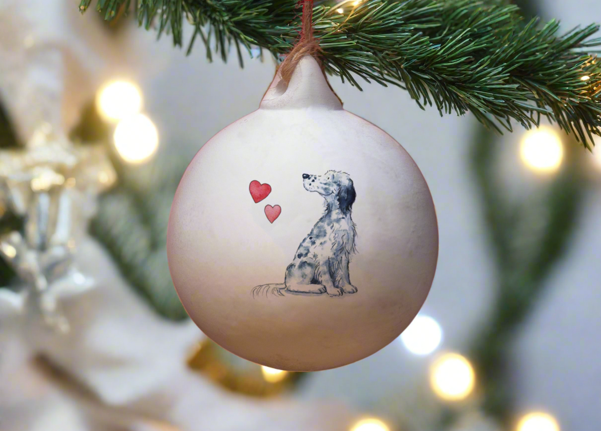 English Setter Ceramic Round Bauble