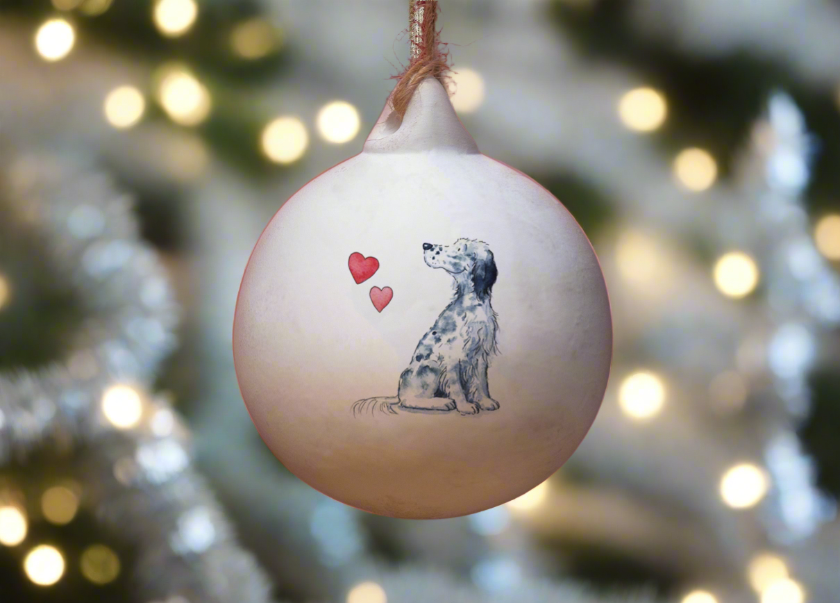 English Setter Ceramic Round Bauble