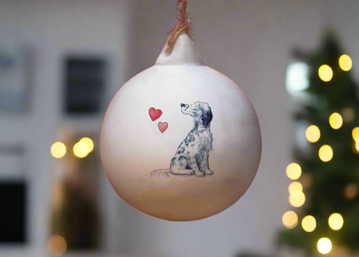 English Setter Ceramic Round Bauble