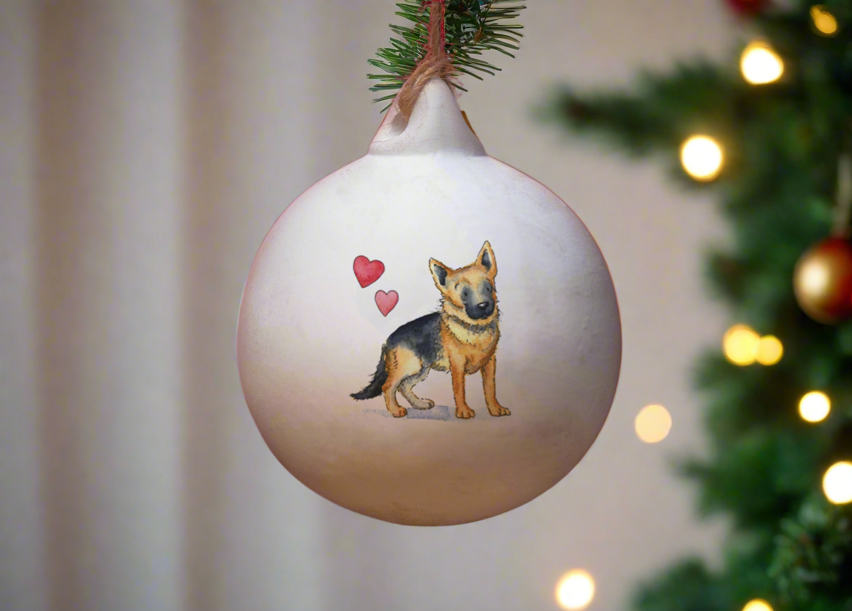 German Shepherd Ceramic Round Bauble