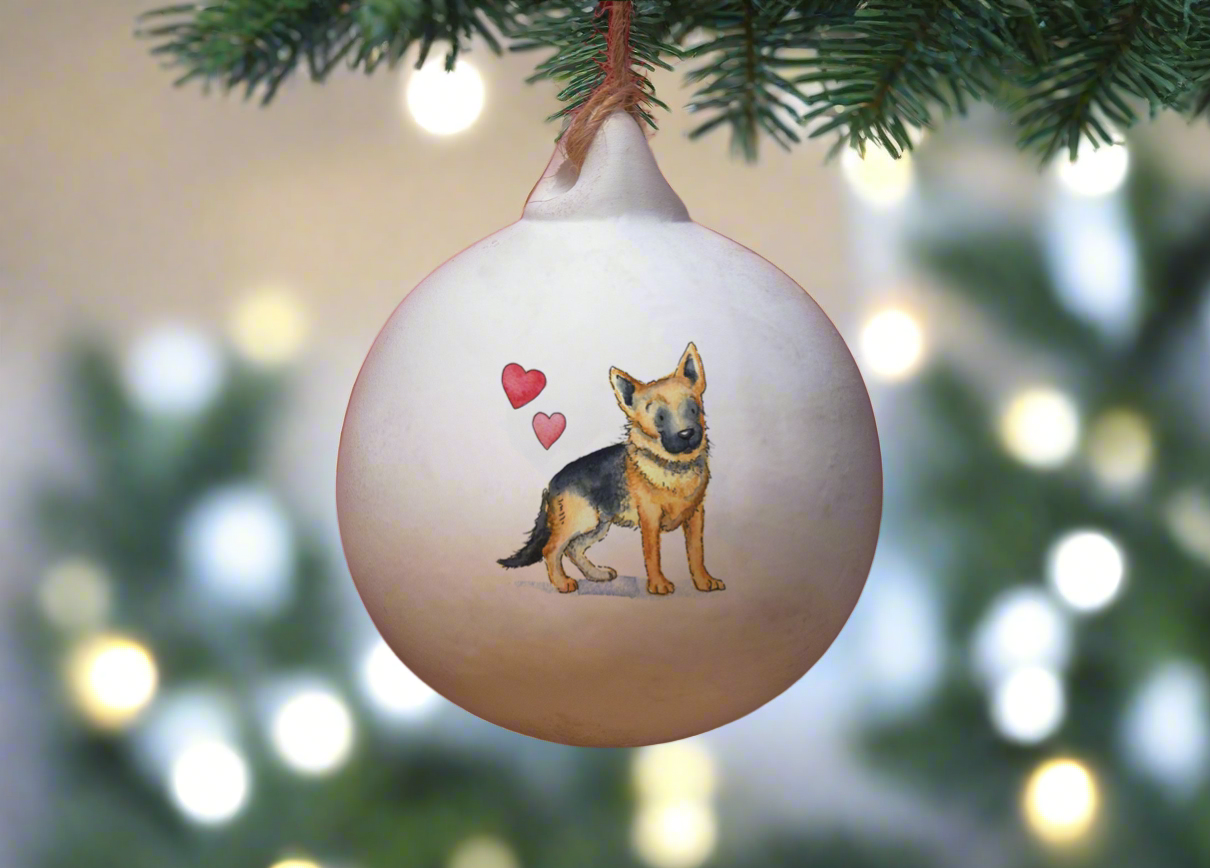 German Shepherd Ceramic Round Bauble