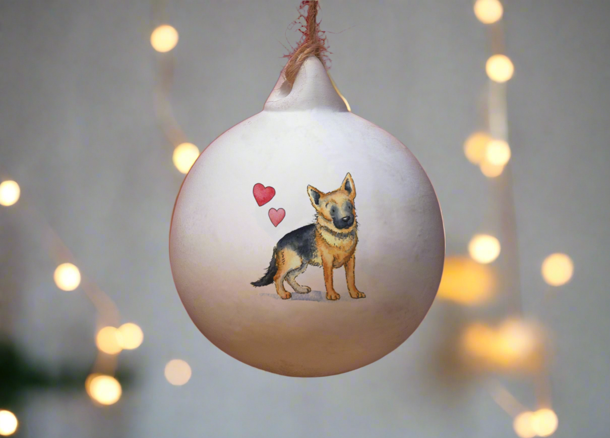 German Shepherd Ceramic Round Bauble