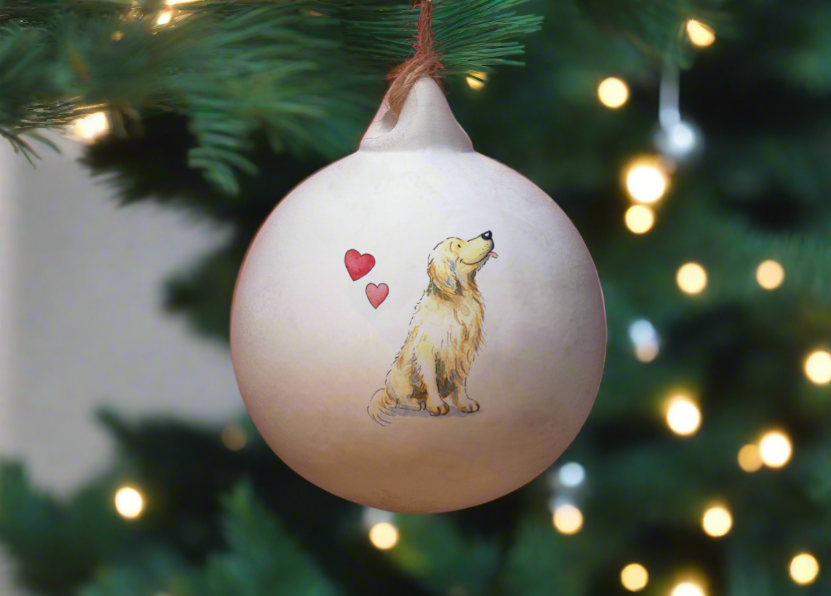 Golden Retriever Ceramic Round Bauble