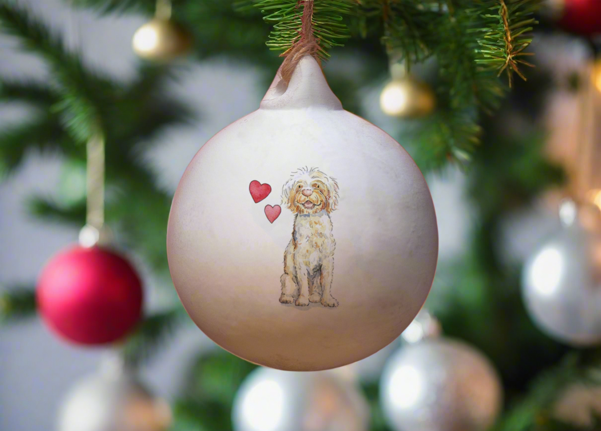 Goldendoodle Ceramic Round Bauble