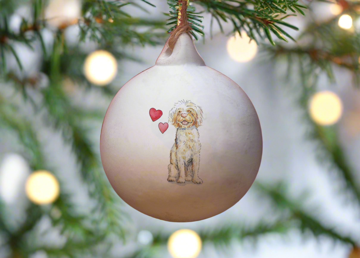 Goldendoodle Ceramic Round Bauble