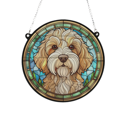 Cockapoo Apricot Stained Glass Effect Suncatcher