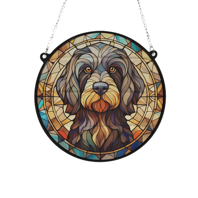 Cockapoo Black Stained Glass Effect Suncatcher