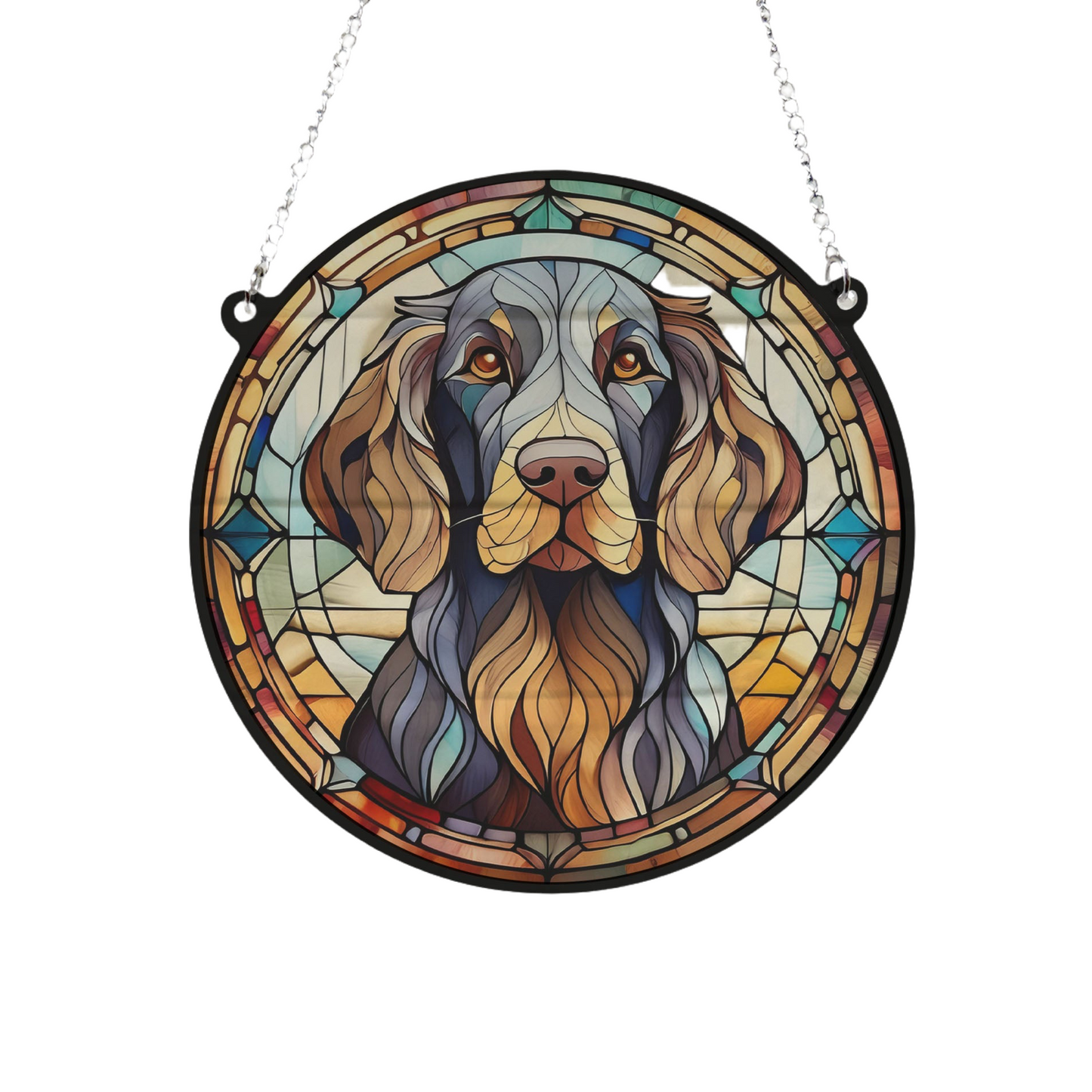 English Setter Dark Stained Glass Effect Suncatcher