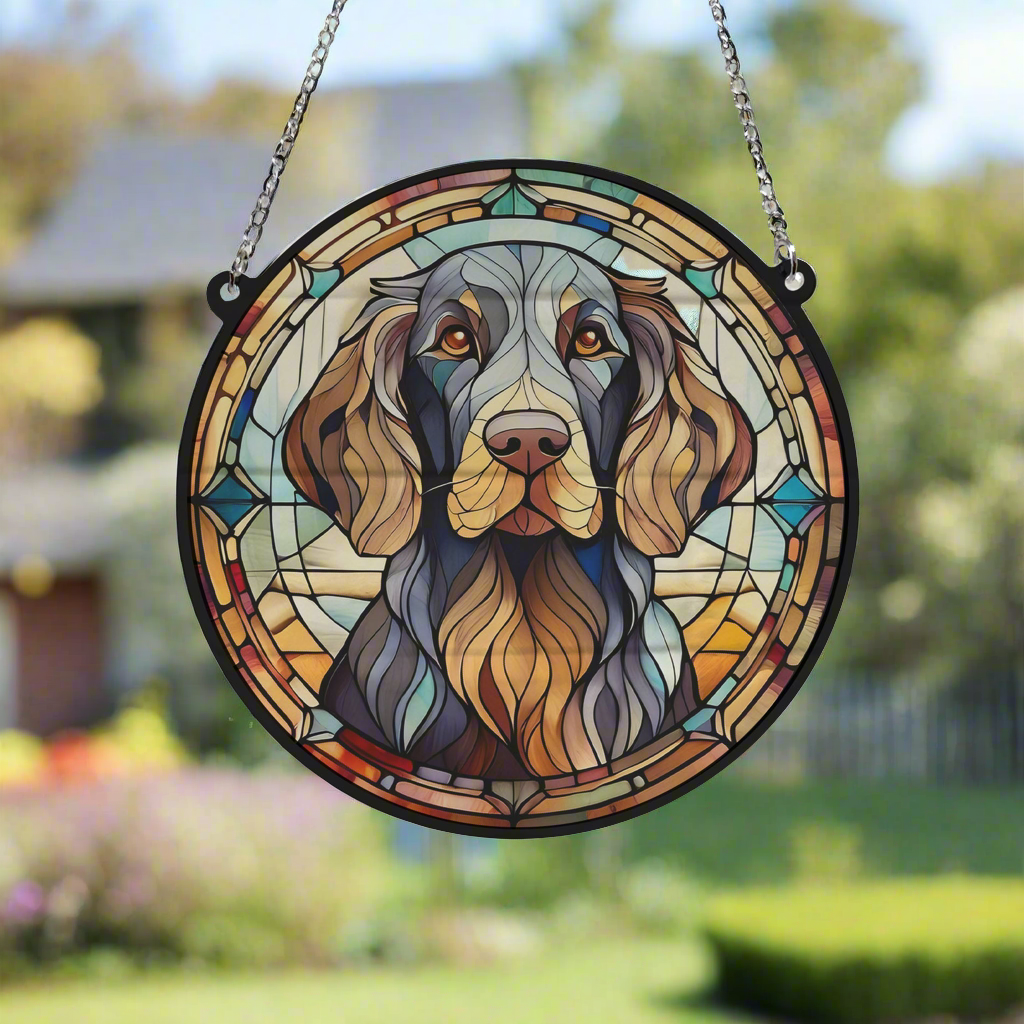 English Setter Dark Stained Glass Effect Suncatcher