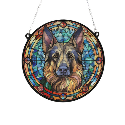 German Shepherd Stained Glass Effect Suncatcher