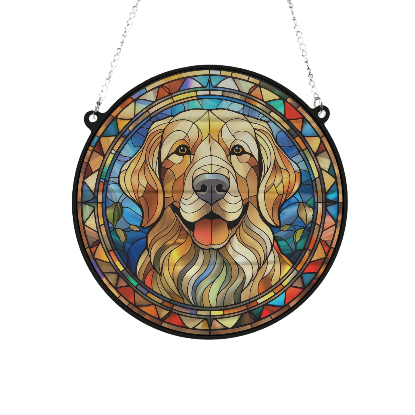 Golden Retriever Stained Glass Effect Suncatcher