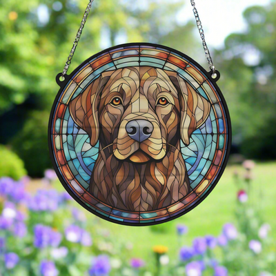 Labrador Chocolate Stained Glass Effect Suncatcher