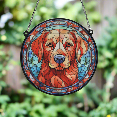 Labrador Fox Red Stained Glass Effect Suncatcher