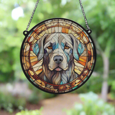 Labrador Silver Stained Glass Effect Suncatcher