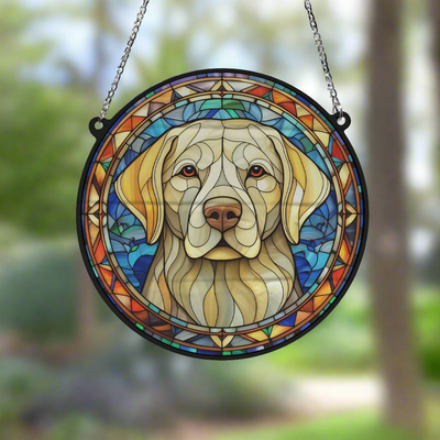 Labrador Yellow Stained Glass Effect Suncatcher