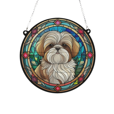 Lhasa Apso Stained Glass Effect Suncatcher