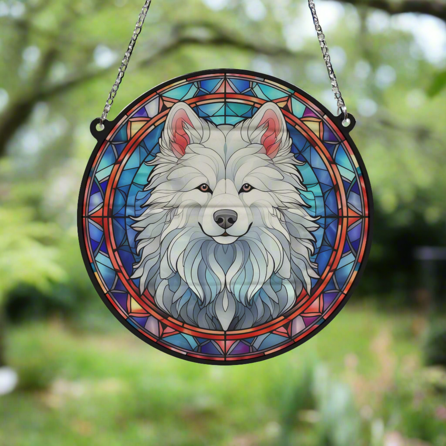 Samoyed Stained Glass Effect Suncatcher