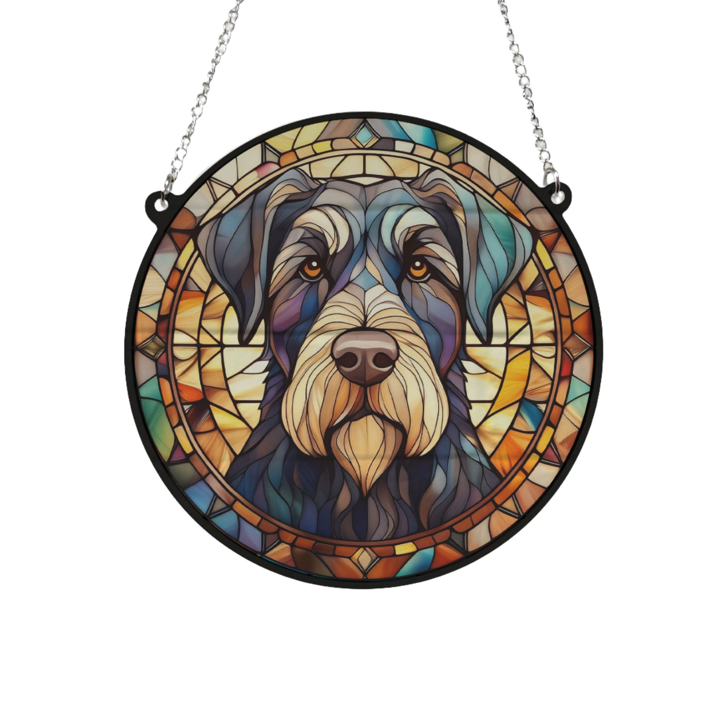 Schnauzer Black Stained Glass Effect Suncatcher