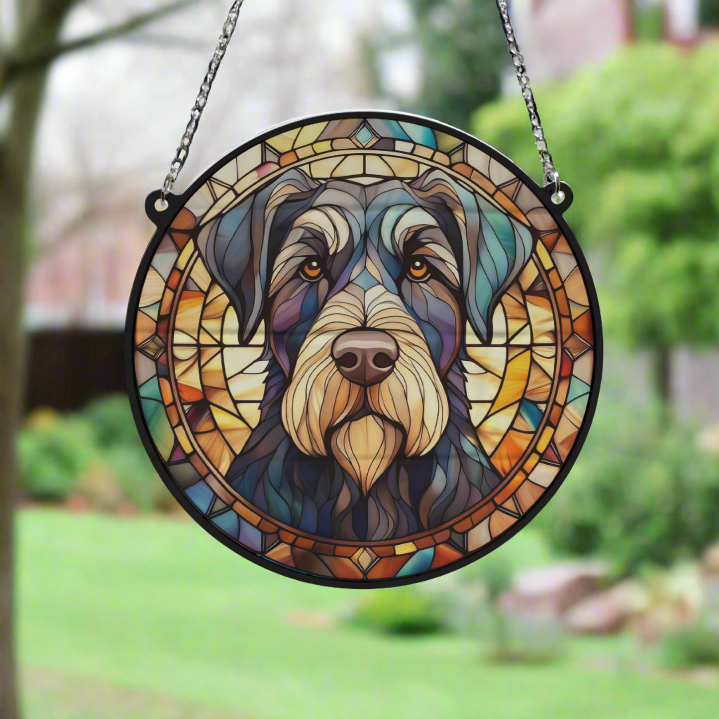 Schnauzer Black Stained Glass Effect Suncatcher