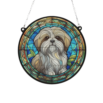 Shih Tzu Stained Glass Effect Suncatcher