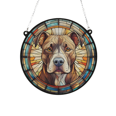 Staffordshire Bull Terrier Brown Stained Glass Effect Suncatcher