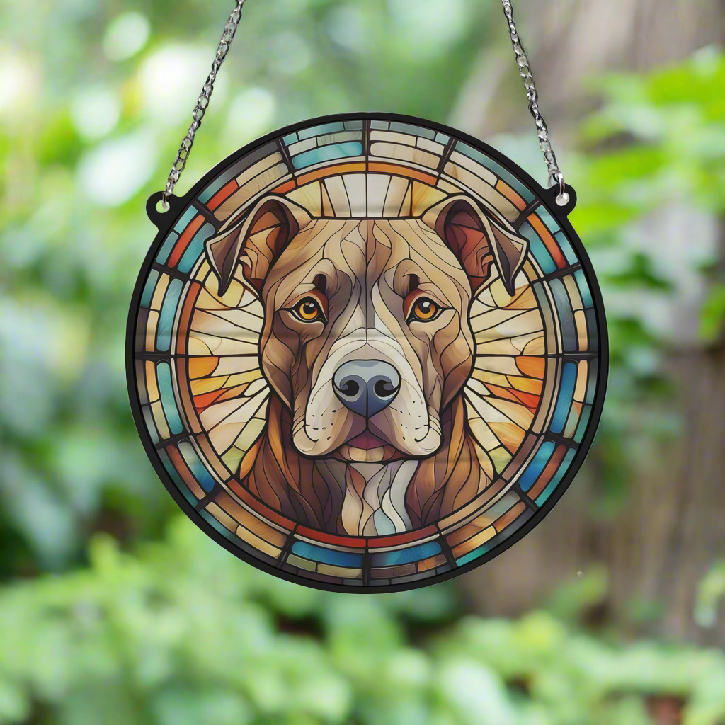 Staffordshire Bull Terrier Brown Stained Glass Effect Suncatcher