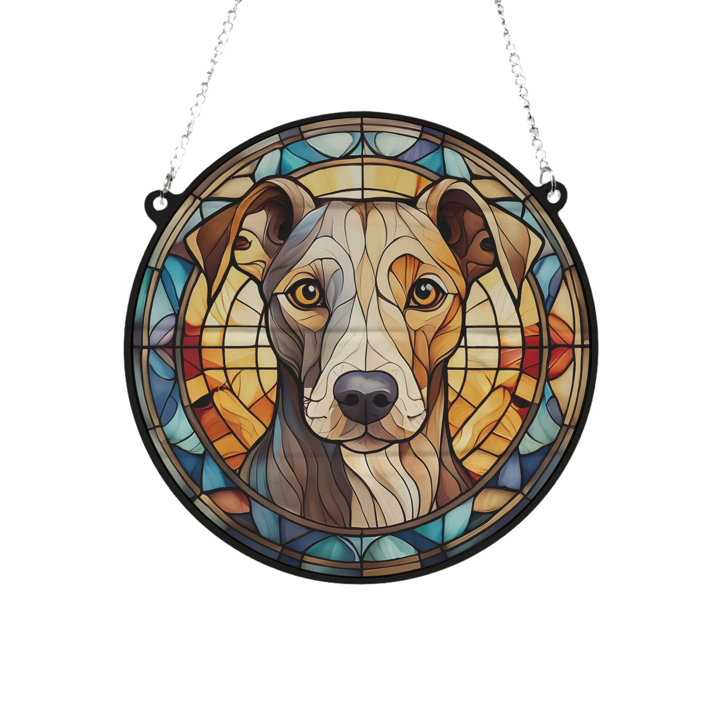 Whippet Stained Glass Effect Suncatcher