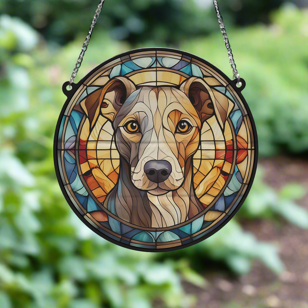 Whippet Stained Glass Effect Suncatcher