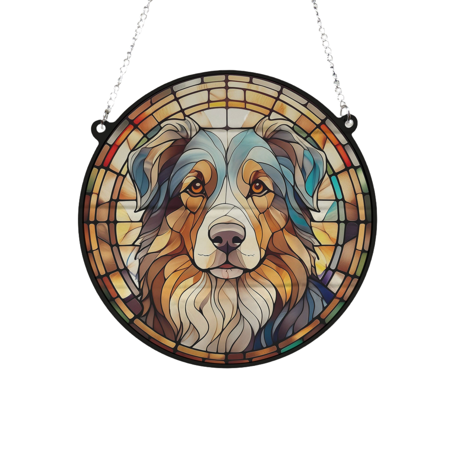 Australian Shepherd Stained Glass Effect Suncatcher