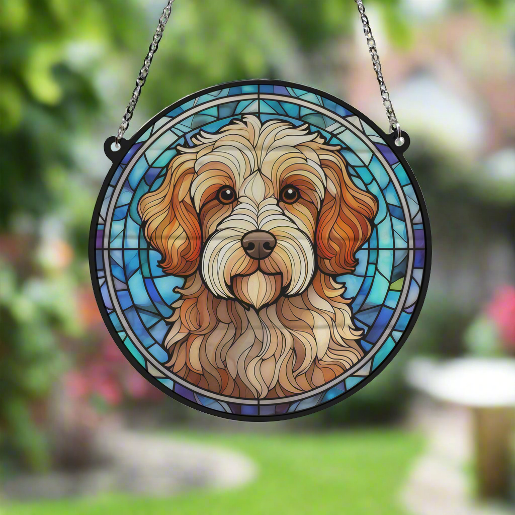 Cavapoo Stained Glass Effect Suncatcher