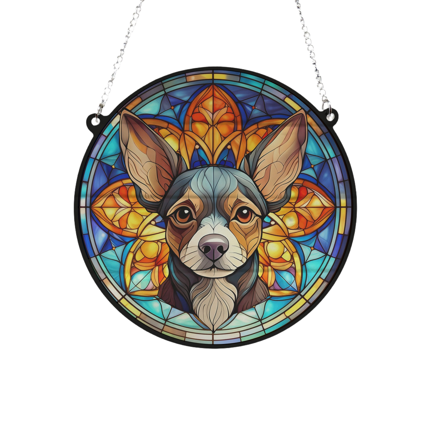 Chihuahua Black Stained Glass Effect Suncatcher