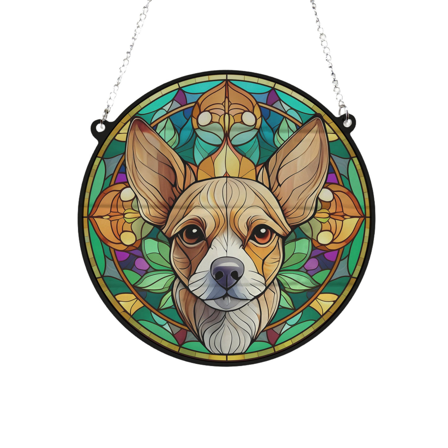 Chihuahua Fawn Stained Glass Effect Suncatcher