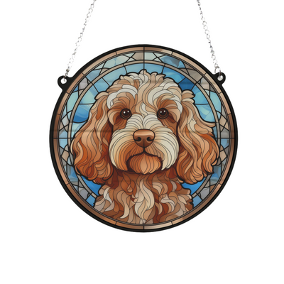 Cockapoo Golden Stained Glass Effect Suncatcher