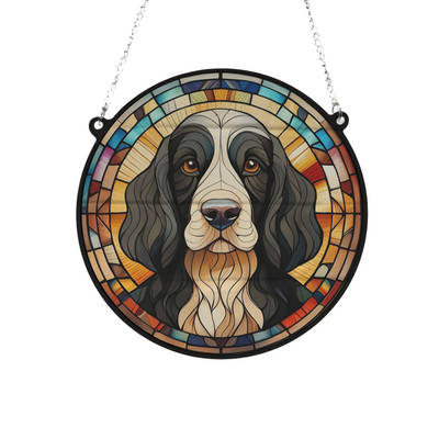 Cocker Spaniel Black & White Stained Glass Effect Suncatcher