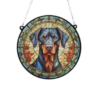 Doberman Stained Glass Effect Suncatcher