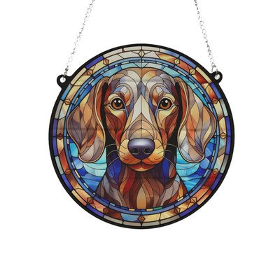 Dachshund Dapple Stained Glass Effect Suncatcher