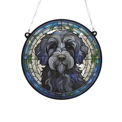 Labradoodle Black Stained Glass Effect Suncatcher