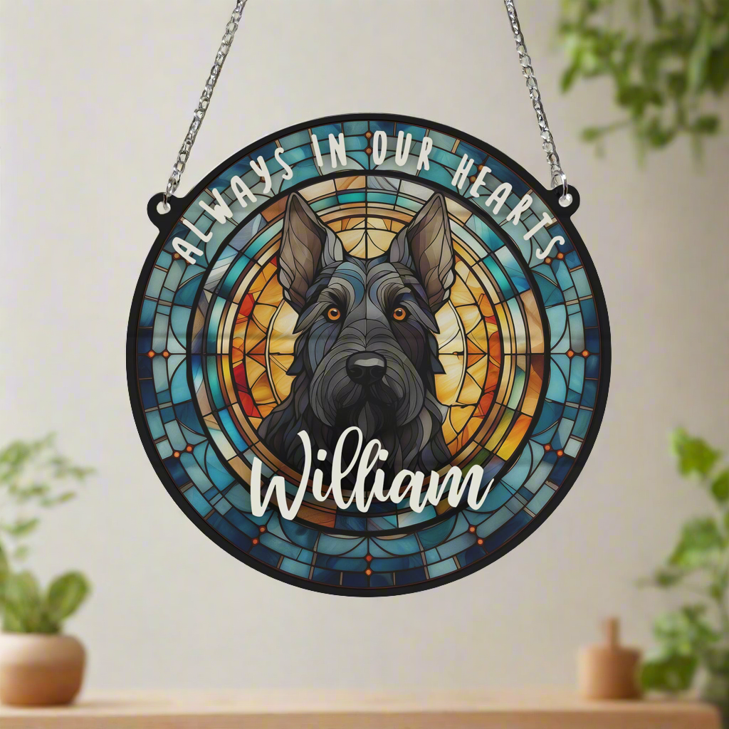 Scottish Terrier Memorial Stained Glass Effect Suncatcher