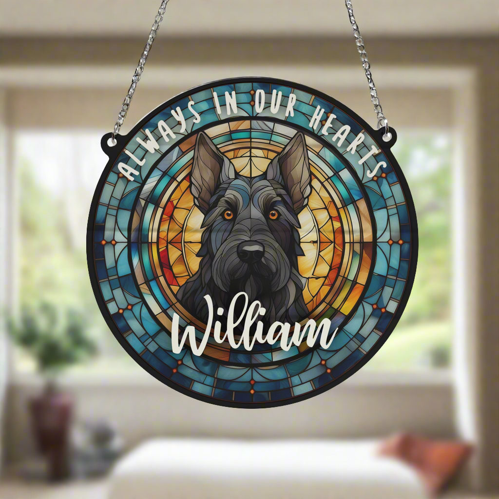 Scottish Terrier Memorial Stained Glass Effect Suncatcher