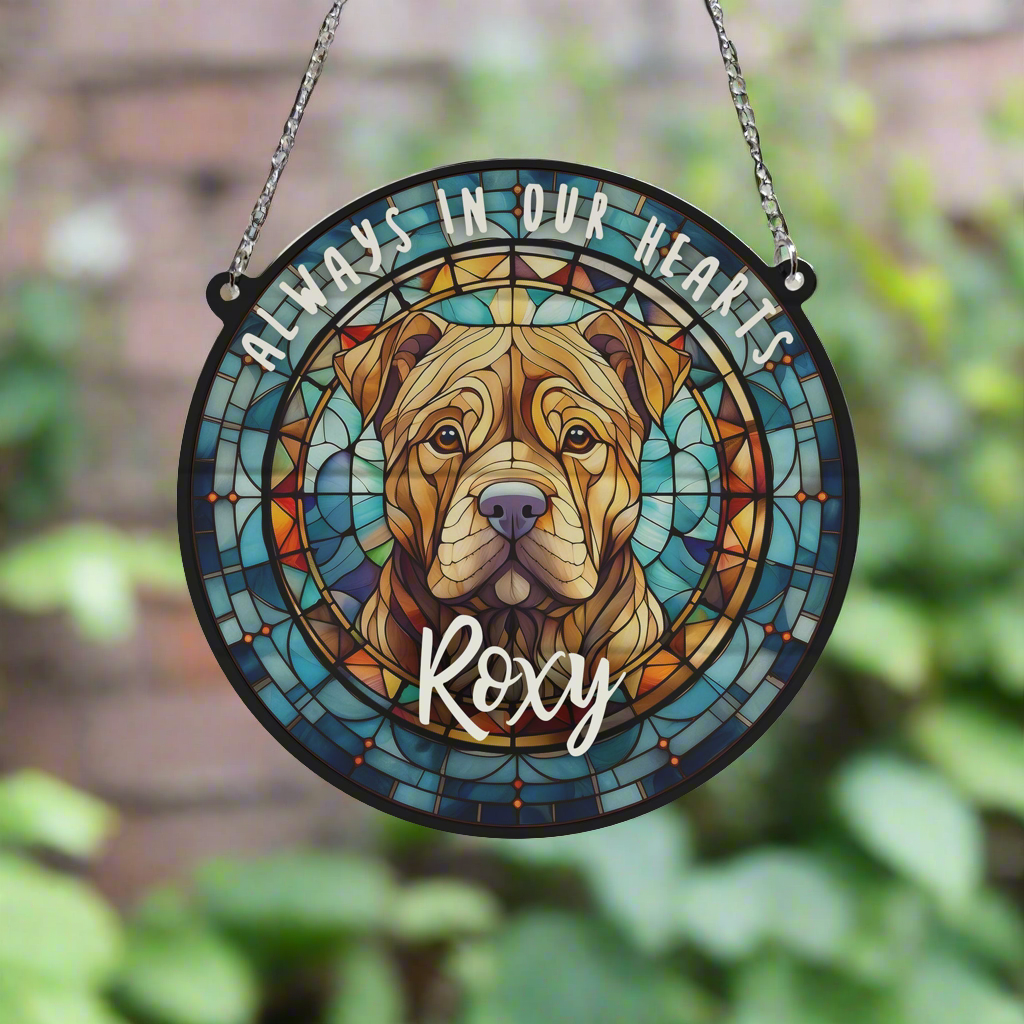 Shar Pei Memorial Stained Glass Effect Suncatcher